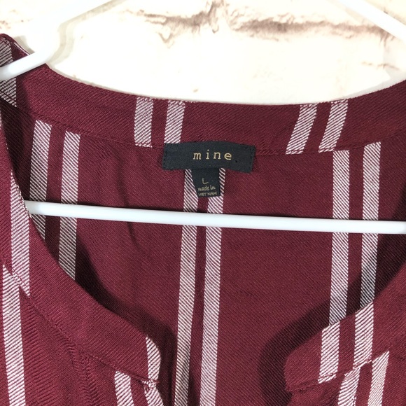 Mine Maroon Striped Tie Front Women's Blouse - Picture 4 of 4